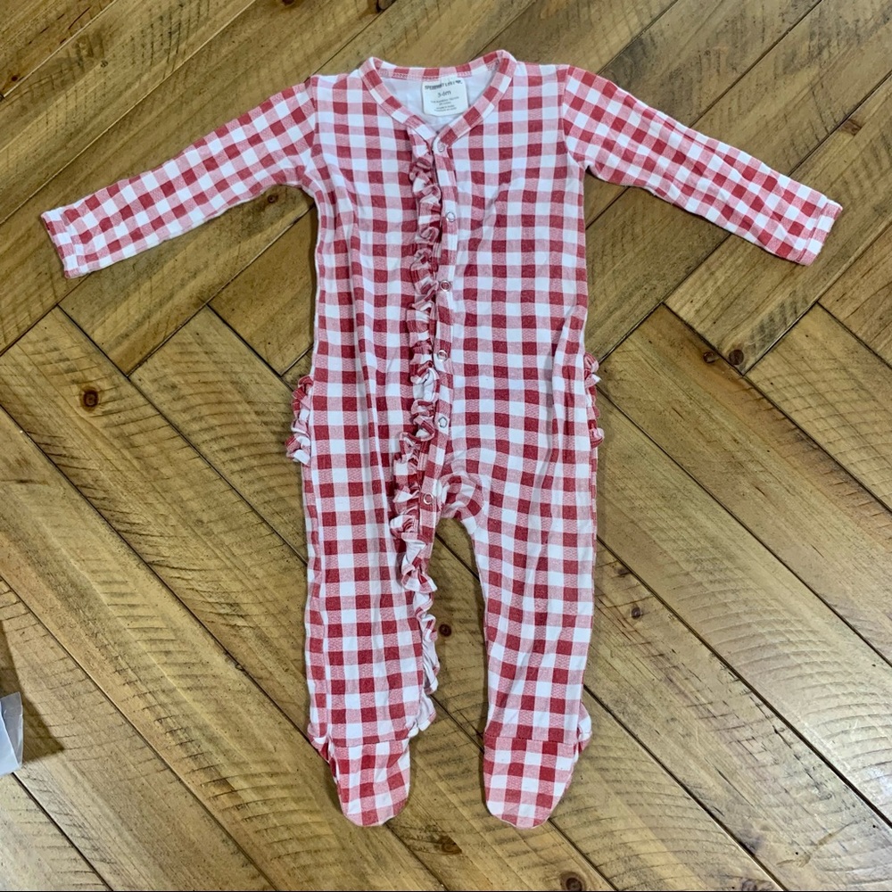 SpearmintLOVE Brick Gingham Ruffle Footie